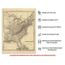 Load image into Gallery viewer, Digitally Restored and Enhanced 1835 Map of Eastern United States Poster - Vintage Eastern Half Map of the United States Wall Art - Old USA Map Poster Print