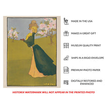 Load image into Gallery viewer, Digitally Restored and Enhanced 1907 Spring Art Nouveau Woman Poster - Belle Epoque Seasonal Art - Archival Reproduction