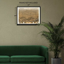 Load image into Gallery viewer, Digitally Restored and Enhanced 1869 Decatur Illinois Map Poster - Vintage Bird's Eye View Map of Decatur City Macon County Illinois Wall Art Print