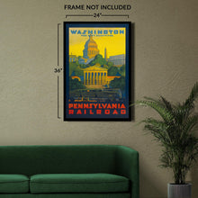 Load image into Gallery viewer, Digitally Restored and Enhanced 1940 Washington DC Pennsylvania Railroad Poster - Vintage Capitol Locomotive Art - American Railway Tourism History - Museum-Quality Print