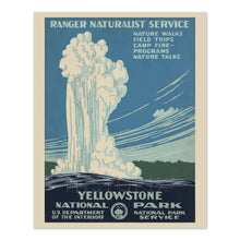 Load image into Gallery viewer, Digitally Restored and Enhanced 1938 Yellowstone National Park Travel Poster - Yellowstone National Park Poster Wall Art Showing The Old Faithful Geyser