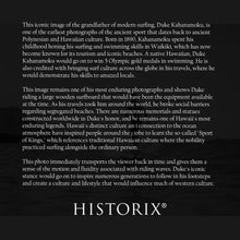 Load image into Gallery viewer, Digitally Restored and Enhanced 1929 The Surf Rider Photo Print - Restored Man Riding Wave on Surfboard - Honolulu Hawaii Surfing Poster Wall Art