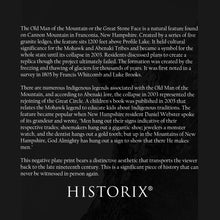 Load image into Gallery viewer, Digitally Restored and Enhanced 1890 Old Man of the Mountain Photo Print - Vintage Photo of The Great Stone Face or The Profile Wall Art Poster