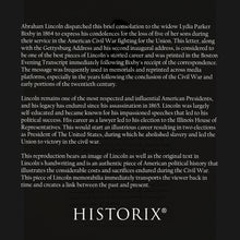 Load image into Gallery viewer, Digitally Restored and Enhanced 1892 Abraham Lincoln Photo Print - Old Letter from President Abraham Lincoln to Mrs Bixby - Vintage Abraham Lincoln Poster