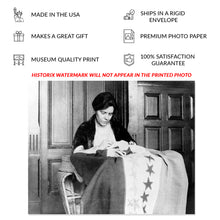 Load image into Gallery viewer, Digitally Restored and Enhanced 1912 Alice Paul Portrait Photo Print - Vintage Alice Paul Photo Sewing Suffrage Flag - Old Alice Paul Poster Wall Art