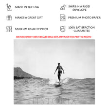 Load image into Gallery viewer, Digitally Restored and Enhanced 1929 The Surf Rider Photo Print - Restored Man Riding Wave on Surfboard - Honolulu Hawaii Surfing Poster Wall Art