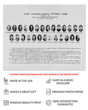 Load image into Gallery viewer, Digitally Restored and Enhanced 1869 First Intercollegiate Football Game Photo Print - History of College Football Wall Art - Vintage Football Poster Photo