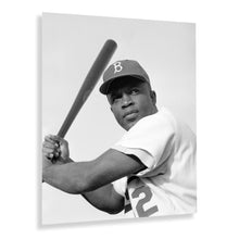 Load image into Gallery viewer, Digitally Restored and Enhanced 1954 Jackie Robinson Baseball Player Photo Print - Old MLB Brooklyn Dodgers Player Jackie Robinson Print Photo Wall Art