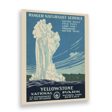 Load image into Gallery viewer, Digitally Restored and Enhanced 1938 Yellowstone National Park Travel Poster - Yellowstone National Park Poster Wall Art Showing The Old Faithful Geyser