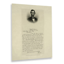 Load image into Gallery viewer, Digitally Restored and Enhanced 1892 Abraham Lincoln Photo Print - Old Letter from President Abraham Lincoln to Mrs Bixby - Vintage Abraham Lincoln Poster