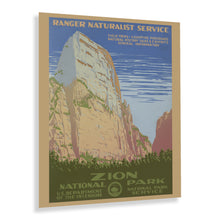 Load image into Gallery viewer, Digitally Restored and Enhanced 1938 Zion National Park Travel Poster - Vintage Zion National Park Poster Print Ranger Naturalist Service Wall Art Poster