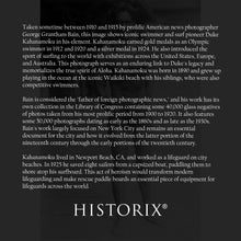 Load image into Gallery viewer, Digitally Restored and Enhanced 1910 Duke Kahanamoku Photo Print - Vintage Photo of Duke Kahanamoku Hawaiian Surfer & Olympic Swimmer Wall Art Poster