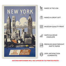 Load image into Gallery viewer, Digitally Restored and Enhanced 1950 New York Travel Poster Print - Old New York Skyline Poster by Adolph Treidler - Vintage Manhattan New York City Poster