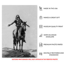 Load image into Gallery viewer, Digitally Restored and Enhanced 1921 Appeal to The Great Spirit Photo Print - Old Native Indian on Horseback Appeal to The Great Spirit Poster Wall Art