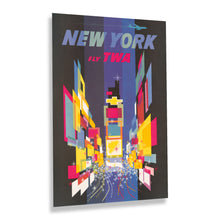 Cargar imagen en el visor de la galería, Digitally Restored and Enhanced 1956 New York Travel Poster Print - Vintage Airline Poster Fly TWA Abstract Times Square New York Wall Art by David Klein