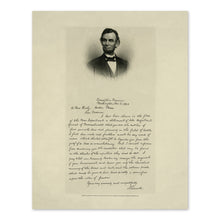 Load image into Gallery viewer, Digitally Restored and Enhanced 1892 Abraham Lincoln Photo Print - Old Letter from President Abraham Lincoln to Mrs Bixby - Vintage Abraham Lincoln Poster