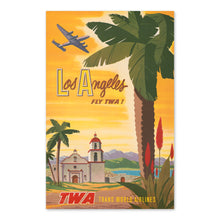 Load image into Gallery viewer, Digitally Restored and Enhanced 1950 Los Angeles Travel Poster Print - Vintage Airline Poster Fly TWA Los Angeles California Poster Wall Art by Bob Smith

