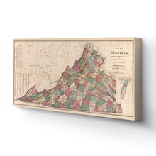 Load image into Gallery viewer, Digitally Restored and Enhanced - 1871 Virginia Map Canvas Art - Canvas Wrap Vintage Virginia Map Poster - Old State of Virginia Map Print - Restored Virginia Wall Art Showing Index of The Population