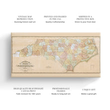 Load image into Gallery viewer, Digitally Restored and Enhanced 1833 North Carolina Map Canvas - Canvas Wrap Vintage North Carolina Map Print - Restored NC Map Poster - Old State of North Carolina Wall Art - Restored NC State Map