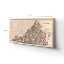 Load image into Gallery viewer, Digitally Restored and Enhanced - 1871 Virginia Map Canvas Art - Canvas Wrap Vintage Virginia Map Poster - Old State of Virginia Map Print - Restored Virginia Wall Art Showing Index of The Population