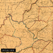 Load image into Gallery viewer, Digitally Restored and Enhanced 1818 Kentucky Map Canvas - Canvas Wrap Vintage Map of Kentucky Poster - Historic Kentucky Wall Art - Old Kentucky State Map - Restored Kentucky Map from Actual Survey