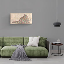 Load image into Gallery viewer, Digitally Restored and Enhanced - 1871 Virginia Map Canvas Art - Canvas Wrap Vintage Virginia Map Poster - Old State of Virginia Map Print - Restored Virginia Wall Art Showing Index of The Population