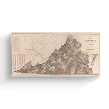 Load image into Gallery viewer, Digitally Restored and Enhanced - 1871 Virginia Map Canvas Art - Canvas Wrap Vintage Virginia Map Poster - Old State of Virginia Map Print - Restored Virginia Wall Art Showing Index of The Population