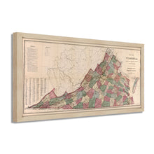 Load image into Gallery viewer, Digitally Restored and Enhanced - 1871 Virginia Map Poster - Framed Vintage Virginia Map Print - Old Virginia State Map Art - Restored Virginia Wall Art Showing Index of The Population