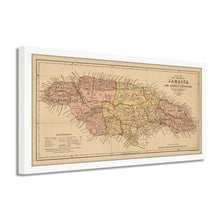 Load image into Gallery viewer, 1893 Map of Jamaica Island - Framed Vintage Jamaica - Restored Map History of Jamaica  - Old Map of the Island of Jamaica Wall Art Poster
