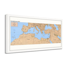 Load image into Gallery viewer, Digitally Restored and Enhanced 1998 Mediterranean Map Poster - Framed Vintage Map of the Mediterranean Wall Art - Old Mediterranean Poster - Restored Mediterranean Basin Map