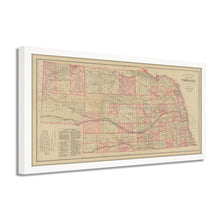 Load image into Gallery viewer, Digitally Restored and Enhanced 1885 Nebraska Map Poster - Framed Vintage Nebraska Wall Art - History of Nebraska State Map - Restored Nebraska Poster - Topographical Map of Nebraska