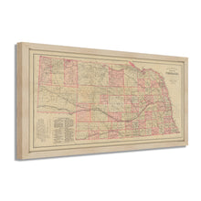 Load image into Gallery viewer, Digitally Restored and Enhanced 1885 Nebraska Map Poster - Framed Vintage Nebraska Wall Art - History of Nebraska State Map - Restored Nebraska Poster - Topographical Map of Nebraska