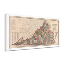 Load image into Gallery viewer, Digitally Restored and Enhanced - 1871 Virginia Map Poster - Framed Vintage Virginia Map Print - Old Virginia State Map Art - Restored Virginia Wall Art Showing Index of The Population