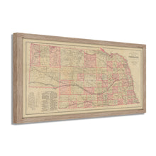 Load image into Gallery viewer, Digitally Restored and Enhanced 1885 Nebraska Map Poster - Framed Vintage Nebraska Wall Art - History of Nebraska State Map - Restored Nebraska Poster - Topographical Map of Nebraska