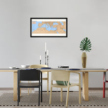 Load image into Gallery viewer, Digitally Restored and Enhanced 1998 Mediterranean Map Poster - Framed Vintage Map of the Mediterranean Wall Art - Old Mediterranean Poster - Restored Mediterranean Basin Map