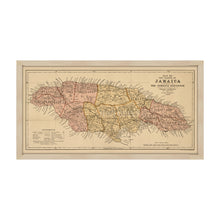 Load image into Gallery viewer, 1893 Map of Jamaica Island - Framed Vintage Jamaica - Restored Map History of Jamaica  - Old Map of the Island of Jamaica Wall Art Poster