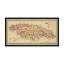 Load image into Gallery viewer, 1893 Map of Jamaica Island - Framed Vintage Jamaica - Restored Map History of Jamaica  - Old Map of the Island of Jamaica Wall Art Poster