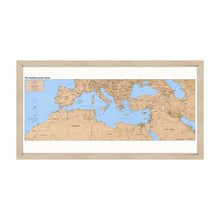 Load image into Gallery viewer, Digitally Restored and Enhanced 1998 Mediterranean Map Poster - Framed Vintage Map of the Mediterranean Wall Art - Old Mediterranean Poster - Restored Mediterranean Basin Map