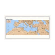Load image into Gallery viewer, Digitally Restored and Enhanced 1998 Mediterranean Map Poster - Framed Vintage Map of the Mediterranean Wall Art - Old Mediterranean Poster - Restored Mediterranean Basin Map