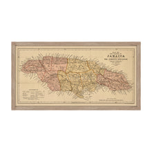Load image into Gallery viewer, 1893 Map of Jamaica Island - Framed Vintage Jamaica - Restored Map History of Jamaica  - Old Map of the Island of Jamaica Wall Art Poster