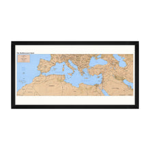 Load image into Gallery viewer, Digitally Restored and Enhanced 1998 Mediterranean Map Poster - Framed Vintage Map of the Mediterranean Wall Art - Old Mediterranean Poster - Restored Mediterranean Basin Map