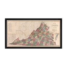 Load image into Gallery viewer, Digitally Restored and Enhanced - 1871 Virginia Map Poster - Framed Vintage Virginia Map Print - Old Virginia State Map Art - Restored Virginia Wall Art Showing Index of The Population