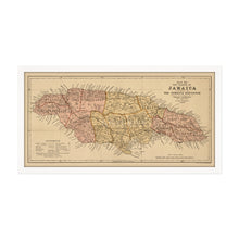 Load image into Gallery viewer, 1893 Map of Jamaica Island - Framed Vintage Jamaica - Restored Map History of Jamaica  - Old Map of the Island of Jamaica Wall Art Poster