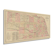 Load image into Gallery viewer, Digitally Restored and Enhanced 1885 Nebraska Map - Vintage Map of Nebraska Wall Art Decor - Topographical Map of Nebraska Poster - Old Historic Nebraska State Map Showing Settlements Railroads