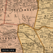 Load image into Gallery viewer, Digitally Restored and Enhanced 1893 Jamaica Map - Vintage Map of The Island of Jamaica Wall Art Decor - Wall Map of Jamaica Poster Showing Administrative and Political Divisions