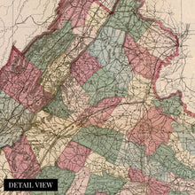 Load image into Gallery viewer, Digitally Restored and Enhanced 1871 State Map of Virginia - Vintage Map Wall Art - Vintage Virginia Map with Population of Cities, Towns and Townships - Virginia Wall Map - Virginia Decor