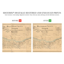 Cargar imagen en el visor de la galería, Digitally Restored and Enhanced 1889 Map of Multnomah County Oregon - Vintage Map Wall Art - Multnomah County Portland Oregon Map showing Lot Lines, Landowners, Schools, Churches, Post Offices