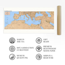 Load image into Gallery viewer, Digitally Restored and Enhanced 1998 Mediterranean Basin Map - Map of the Mediterranean Region - Mediterranean Sea Map - Mediterranean Map Poster Print