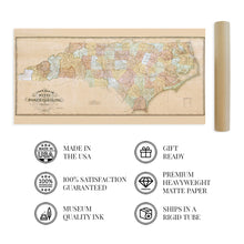 Load image into Gallery viewer, Digitally Restored and Enhanced 1833 North Carolina State Map - North Carolina Vintage Map Constructed from Actual Surveys - NC Wall Art - North Carolina Map Wall Decor - North Carolina Poster