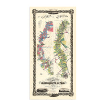 Load image into Gallery viewer, 1858 Lower Mississippi River Map - Vintage Wall Map of Mississippi River - History Map of the Mississippi River - Old Chart of the Lower Mississippi River Wall Art Poster
